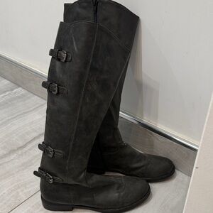 Grey Knee-High Riding Boots